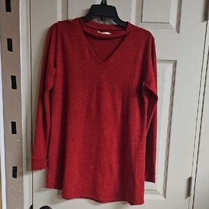 Women's Red V-Neck Top